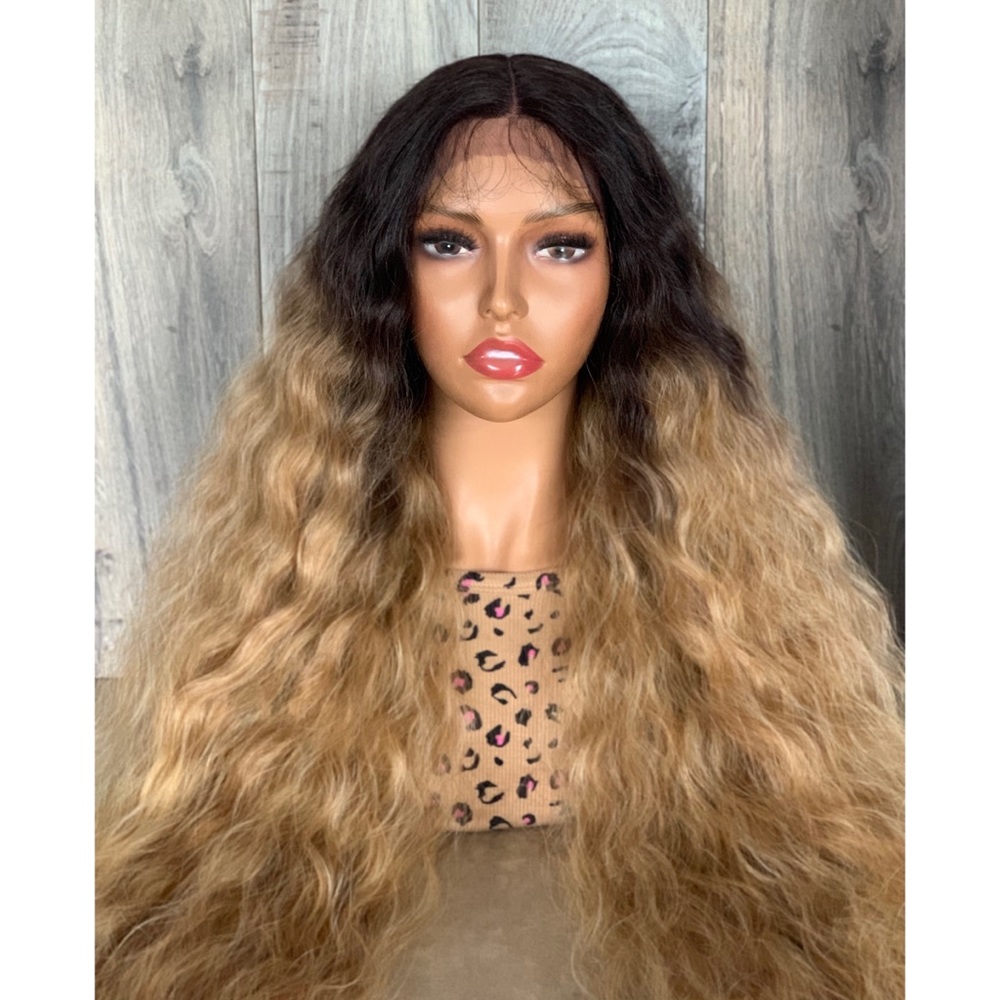 42” Long Wavy Ombre Lace Front Wig